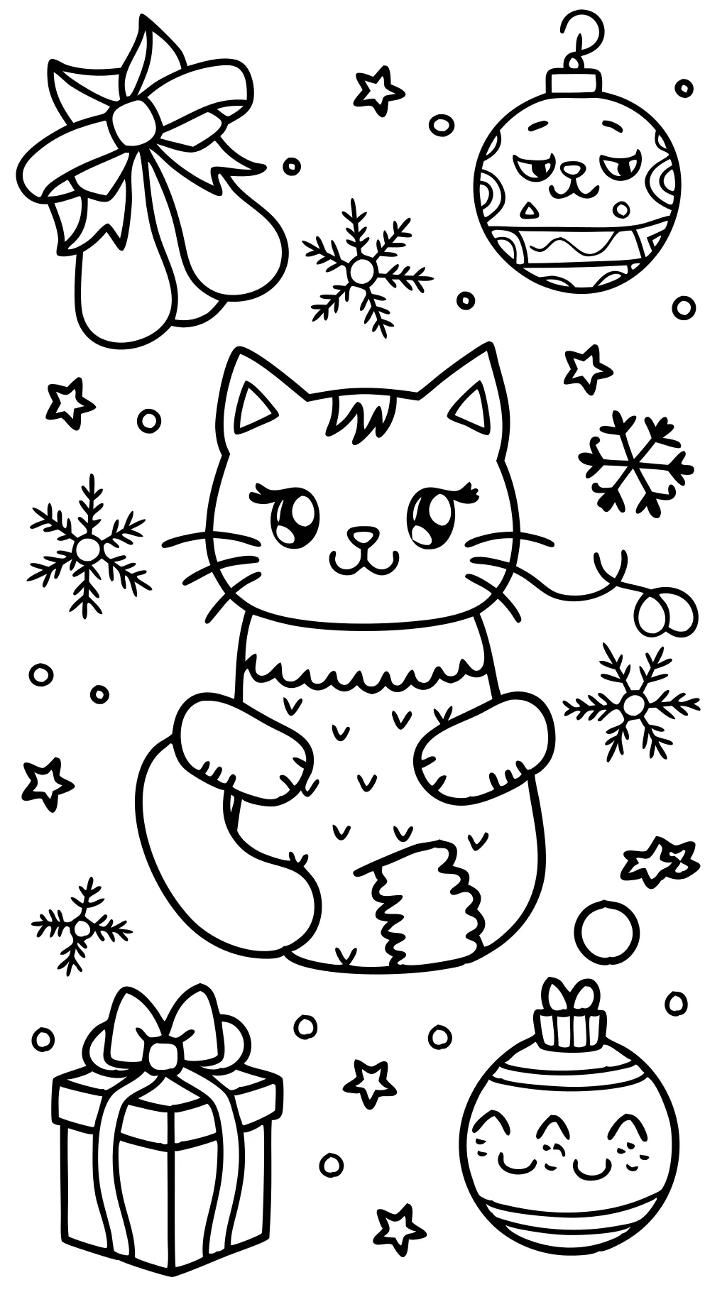 Páginas para colorear de los gatos navideños